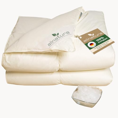 allnatura Edredón de plumón Ansara, 135 x 200 cm, para todo el año, con propiedades aislantes óptimas, 90% plumón y 10% plumas, clase 1, corte baja, fabricado en Alemania