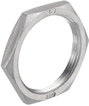 QUARKZMAN Fundición Tubo Accesorios Hexagonal Seguridad Tuerca 304 Inoxidable Acero Hexagonal Seguridad Tuerca 2 Rosca Hembra (DN50) para Plomería Fija Rodaje Tren Limpiador