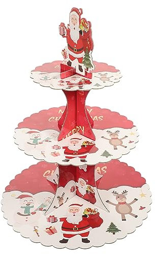 CIYODO Weihnachtlicher Cupcake-ständer Aus Papier Dreistufig Platzsparend Für Desserts Und Kuchen Für Weihnachtsfeiern Und Partys Leicht Und Stabil Einfach Zu Entsorgen