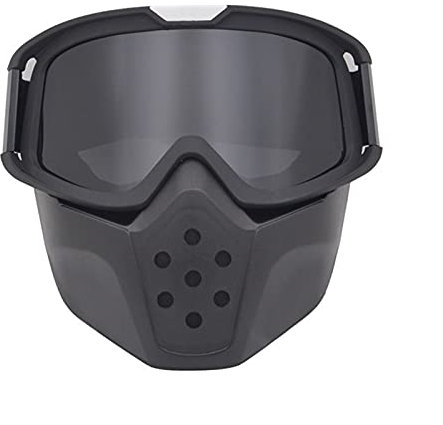 AYXAMO Motorradbrille，Motorradbrille Herren Motorrad Goggle Maske Retro Open Face Helm Mask Motocrossbrille mit abnehmbarem Maske Paintball Spiel Gesichtsmaske Moto Mask(Grey Lens)