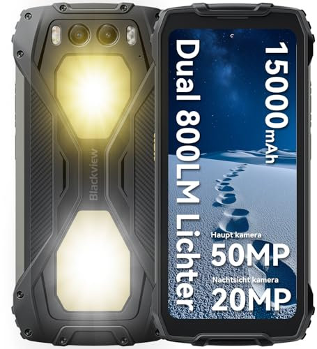 Blackview BV7300 Rugged Smartphone(538g), 800LM Luce Campeggio 15000mAh Android 14, 18GB+256GB/2TB Telefono Indistruttibile, 6.67HD+700 nit, 50MP+20MP Visione Notturna, Fingerprint/NFC/GPS/IP68/IP69K
