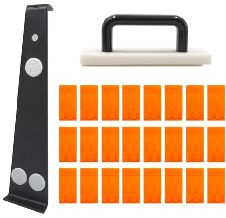 Vinyl Laminat Verlegeset, 200mm Bodenleger Laminat Werkzeug, Click Vinylboden Laminatboden Klicksystem mit 1x Parkett NYLON Schlagklotz, 1x Zugeisen Laminat, 40 x Laminat Abstandshalter (200mm Satz)