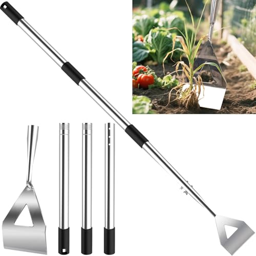 Azada de jardín con mango largo de 140 cm, azada holandesa de acero inoxidable, azadas de jardín para deshierbar y excavación de suelo de jardín, azada de deshierbe de 12,8 cm, herramientas de jardín