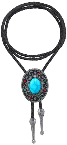 Bolo Tie Cravatta Uomo - Accessorio Cowboy Western in Pelle per Uomini e Donne, Collana Vintage con Pendente, Ideale per Camicia e Abbigliamento Tempo Libero