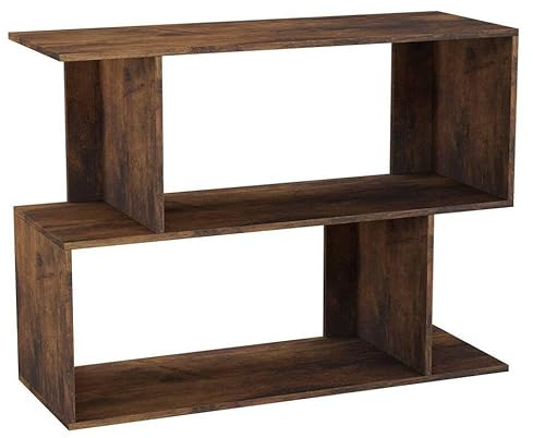 URBNLIVING Étagère en bois rustique à 2 niveaux de 80 cm de large avec compartiments de rangement irréguliers pour chambre à coucher, bureau, bureau, bibliothèque moderne ouverte