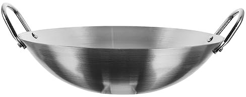 Agashi 1 Sartén de Cocina Wok, Cacerola, Olla Wok, Plancha, Olla para Parrilla de Alimentos, Sartén Deo Inoxidable/Sier/32 * 32 * 9.70Cm