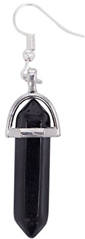 Bosiyrggrl Fashion Natural Alloy,Plastic Hexagonal Edge Energy Column Temperament Pendant Earrings for Women Black