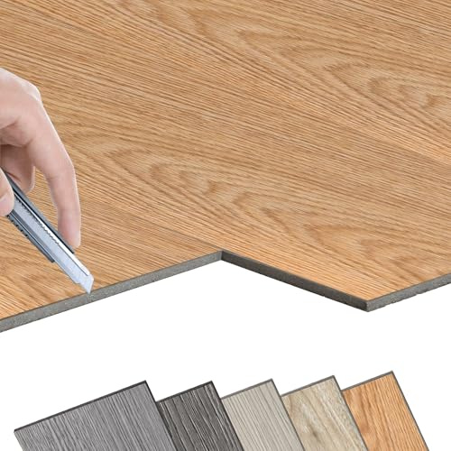 FIVMEN 1801-22 - Piastrelle adesive per pavimenti in PVC, effetto legno, piastrelle in vinile, per pavimenti in venile, clic per cucina, bagno e soggiorno, 36 pezzi, 1801-22