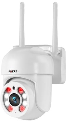 Fuers 3MP övervakningskamera utomhus WLAN, 350 graders PTZ IP-kamera med personigenkänning, 2,4 GHz WiFi-övervakningskamera utomhus med 2-vägsljud, färgmörkerseende, IP66, 24/7 övervakning