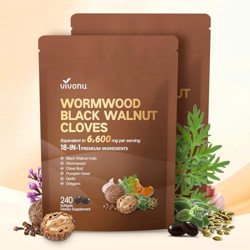 18-in-1 Black Walnut Wormwood Cleanse for Humans, 160 Day Supply, 6600mg Serving, Rapid Gut Cleanse & Digestive Health with Clove, Garlic, Turmeric, Pumpkin Seed, Oregano, Berberine & More 2 Bag