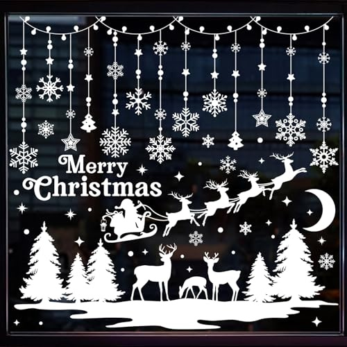 (9 feuilles) Tomario 209 grands autocollants de Noël pour fenêtres, autocollants réutilisables double face avec motif flocons de neige pour la décoration de Noël à la maison ou au bureau