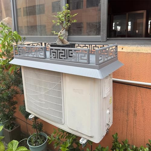 Cache Pompe à Chaleur, Housse Pompe a Chaleur, 90 × 40 × 16 Cm, Pare-soleil, Cache Pompe a Chaleur Extérieur Décorative, Utilisable Toute L'année(Gray)