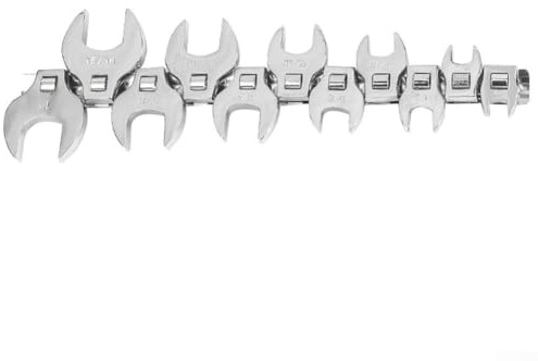 RichVibe Crowfoot Wrench Set 11 Pcs SAE 3/8 to 1 Inch Sizes 3/8 Inch Drive Carbon Steel Chrome Plated Open End Spanner Tools for Automotive Work