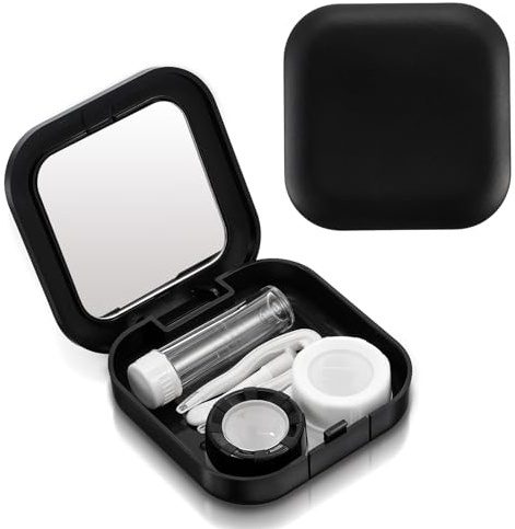 Classicseali 2 fundas de lentes de contacto, almacenamiento de lentes de contacto, caja de lentes de contacto con aplicador y pinzas, accesorios para lentes de contacto para viajes, hogar, oficina