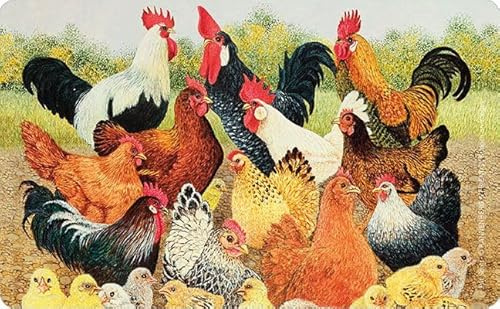 Frühstücksbrettchen Hühner, Brettchen 23x14cm, Huhn Hahn