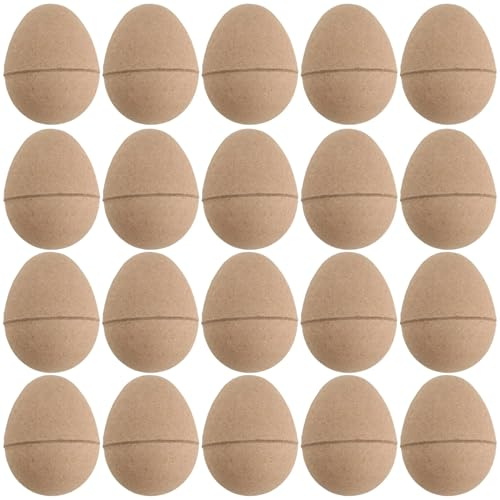 20 Huevos de Pascua de Papel maché, Huevos de Papel maché rellenables y decorables para Manualidades, Adornos de Pascua y Recuerdos de Fiesta (3 x 2, 2 Pulgadas)
