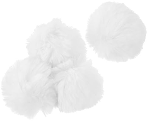SECFOU Pompon Dekoration Abnehmbar Weiß 4 Stück Flauschige Bommel mit Nadel für Schuhe Hüte und Gepäckstücke zum Basteln und Selbstgemacht Projekte