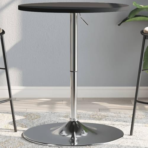 Traylux Mesa de bar de color negro, altura regulable, 60 x 60 x 90 cm, placa de madera, estructura de acero cromado, moderna para cocina, comedor, gastronomía, comedor