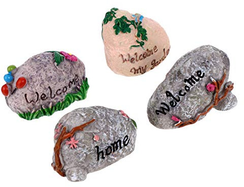 YARNOW 4pezzi Decorazioni Resina per Giardino Bonsai Ornamenti per Paesaggio con Forma di Pietra Muschiosa per Acquari e Decorazioni da Giardino