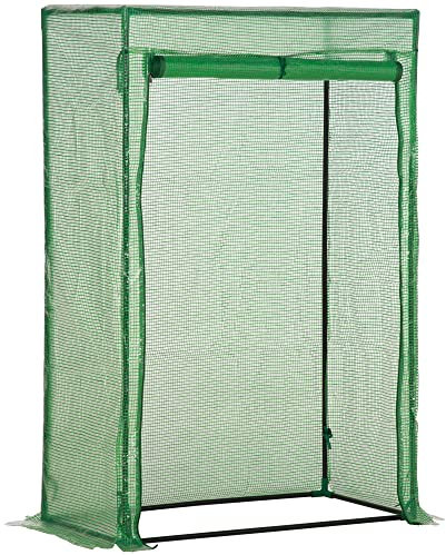Outsunny 100 x 50 x 150cm Tomato Greenhouse Steel Frame PE Cover with Roll-up Door Outdoor for Backyard, Balcony, Garden, Green