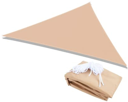 ARTECSIS Sonnensegel dreieckig 5m x 5m x 5m Sandfarben beige, wasserabweisender Sonnen- und Windschutz mit Spannseilen und Ösen