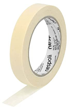 Nespoli – Nastro Carta Adesivo in Gomma Naturale, 19mm x 50m, Mascheratura Medium, Carta Gommata per Interni, Verniciatura Fai da Te - Nastro Imbianchino Facile da Strappare, Rimozione Senza Residui