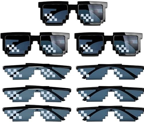 PIQIUQIU 9 Piezas Gafas Mosaico Pixeladas Divertidas Disfraz Photocall Gafas Juguete de Sol Broma Fiesta