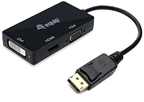 Equip 133441 - Adaptador de DisplayPort a VGA, HDMI y DVI, Color Negro