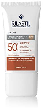 Rilastil D-Clar Crema Colorata Viso, Azione Depigmentante e Uniformante per Pelli Sensibili, SPF 50+, Medium, Confezione da 40 ml