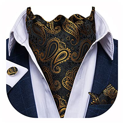 DiBanGu Seide Ascot Krawatte Taschentuch Manschettenknöpfe Paisley Schottenkaro Hochzeit Geschenkset | Paisleymuster, selbstgebundene Krawatte, einfach zu kombinieren, Taschentuch, Manschettenknöpfe, Hochzeit, Business, Party