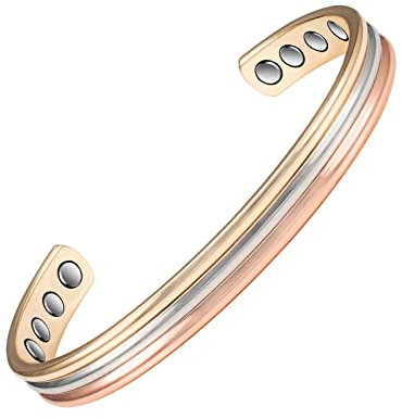 EnerMagiX Kupfer-Magnetarmband für Männer und Frauen, 100% massives Kupfer, Manschette Armreif mit 8 3500 Guass-Magneten, verstellbare Größe Brazaletes, 17 cm, Kupfer, Kein Edelstein