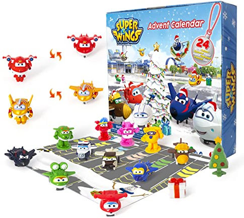 Super Wings Advent Calendar 2023 Christmas Toys for 3 4 5 6 7 Years Old Boys Girls, 24 Pcs Collectable Figures Christmas Gifts for Boys Girls Kids
