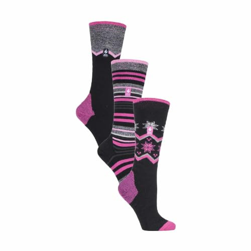 HEAT HOLDERS 3 Pack Womens Ski Socks Lite | Winter Warm Snowboarding Socks (5-9, Mix 1)