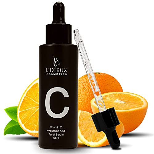 Serum Facial con Vitamina C y Ácido Hialurónico - 60ml - Reduce las Arrugas Mejora el Tono y Combate las Manchas - Suero para el Cuidado de la Piel