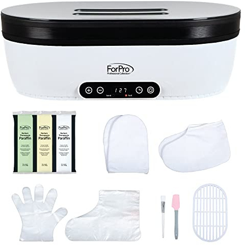 ForPro Nurture Kit de bain de paraffine numérique tout-en-un pour mains et pieds, comprend 1,4 kg de cire de paraffine, gants thermiques et bottines, 100 doublures et accessoires