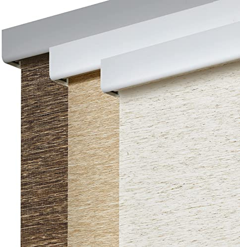 Persilux Free-Stop Cordless Blinds for Windows, Natural Woven Fabric Light Filtering Roller Shades for Windows (Cream 58 W x 72 H) UV Protection Privacy Window Shades for Home, Living Room, Office