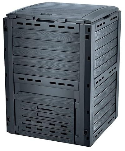 Spetebo Compostiera in plastica, 81 x 61 cm, antracite, 280 litri, compostiera con coperchio e portello di svuotamento, per giardino, rifiuti organici, compost