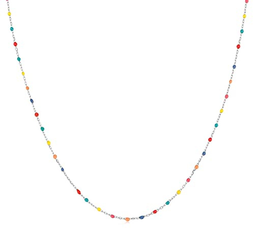 MARLION JEWELS Kette für damen mit kleinen bunten Kugeln. Halskette aus vergoldetem/versilbertem Chirurgenstahl ideal als Geschenk. Schmuck Damen