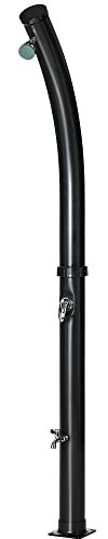 Outsunny 20L Doccia Solare da Esterno Riscaldata 60° con Miscelatore per Piscina e Campeggio, 15.5x15.5x216cm, Nero
