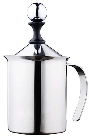 Espumador De Leche Espumador De Leche Manual De Acero Inoxidable, Taza para Hacer Espuma De Leche Manual para Café Espumador Leche (Color : Blue,Silver, Size : 20 * 9.5CM)
