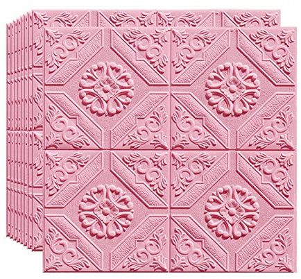 3D Wandpaneele Selbstklebend 10/20pcs Selbstklebende Tapete Peel-Stick 3D Retro Wandtafel Wohnzimmeraufkleber Schlafzimmer Kinderzimmer Decke DIY. Wohnkultur Wandpaneele Selbstklebend (Color : Pink-0
