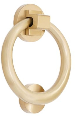 Infinity Decor Türklopfer aus satiniertem Messing, klassischer Ring, 12,7 cm, massives Messing