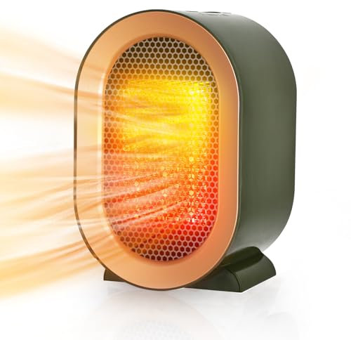 Stufetta Elettrica Basso Consumo, Stufa Bagno, Termoventilatore Ceramico 800/1200W, Protenzione Anti-surriscaldamento e Ribaltamento, 2 Impostazioni di Calore, dormitorio a risparmio energetico