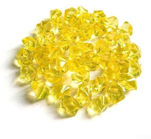 Lot de 150 pierres acryliques, pierres de cristal acrylique, pierres de glace, vase, décoration d'intérieur, jaune