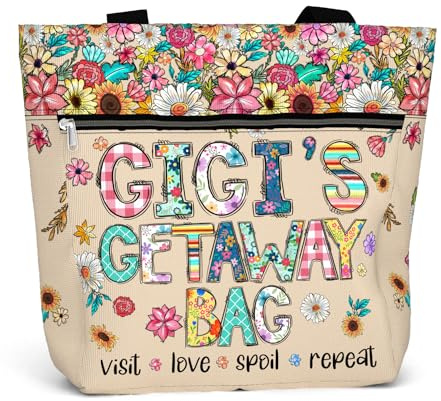 84hoods Large Multicolor Floral Waterproof Tote Bag with Zipper Pockets for Women's Work, Travel, Leisure