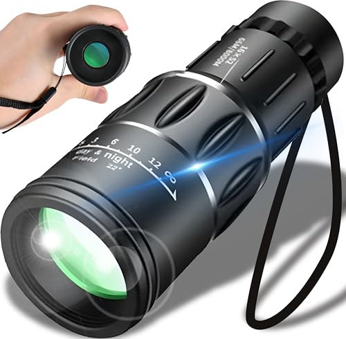 Retoo Monoculaire 16X52 Compact Et Puissant, Télescope BAK-4 Optique Haute Définition, Antidérapant Et Portable, Observation Longue Distance pour Nature Randonnée Chasse Voyages