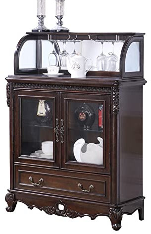 MOOWI Weinschrank Weinschrank mit Glashalter, Holz-Spirituosenschrank, Weinregal, Tisch, Barmöbel for Wohnzimmer und Esszimmer Barschrank (Color : A)