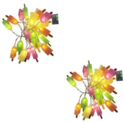 Garneck 2 Stück Batteriebetriebene Lichterkette in Eiscreme-form 3 M -lichterkette Für Schlafzimmer Hochzeit Party Dekorative Beleuchtung