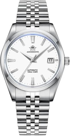 ADDIESDIVE 39 mm Herren Analog Automatic Uhr Blasenspiegelglas NH35 100M wasserdichte Mechanische Uhren mit Edelstahl Armband AD2029