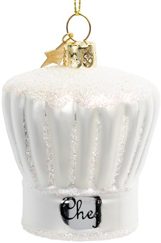 SIKORA Kochmütze Chef besondere Weihnachtskugel Glas Christbaumschmuck Deko Figur Weihnachten Anhänger Ornament - Trend Line - BS617